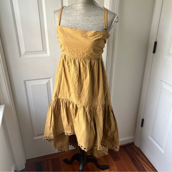 NWT Anthropologie Maeve High-Low Midi Dress Gold Color - Picture 2 of 8